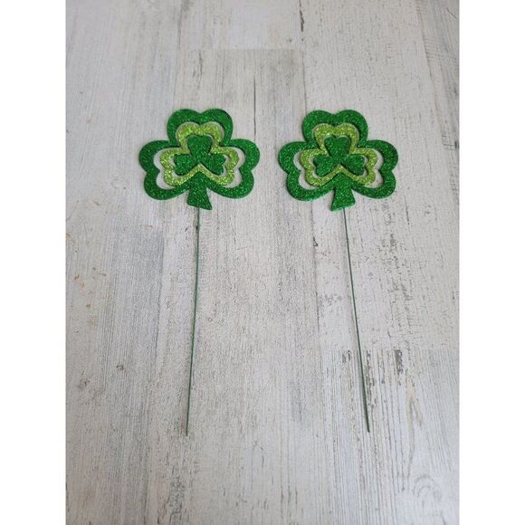 Glitter green Shamrock Clover St Patrick's Day pic Decor home - Picture 1 of 5
